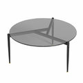 Chic Round Glass Coffee Table with Metal Legs V767-JJ-XZ321-GY