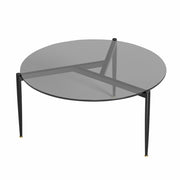 Chic Round Glass Coffee Table with Metal Legs V767-JJ-XZ321-GY