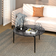 Chic Round Glass Coffee Table with Metal Legs V767-JJ-XZ321-GY