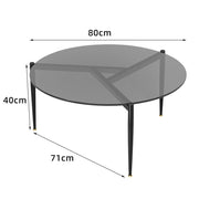 Chic Round Glass Coffee Table with Metal Legs V767-JJ-XZ321-GY