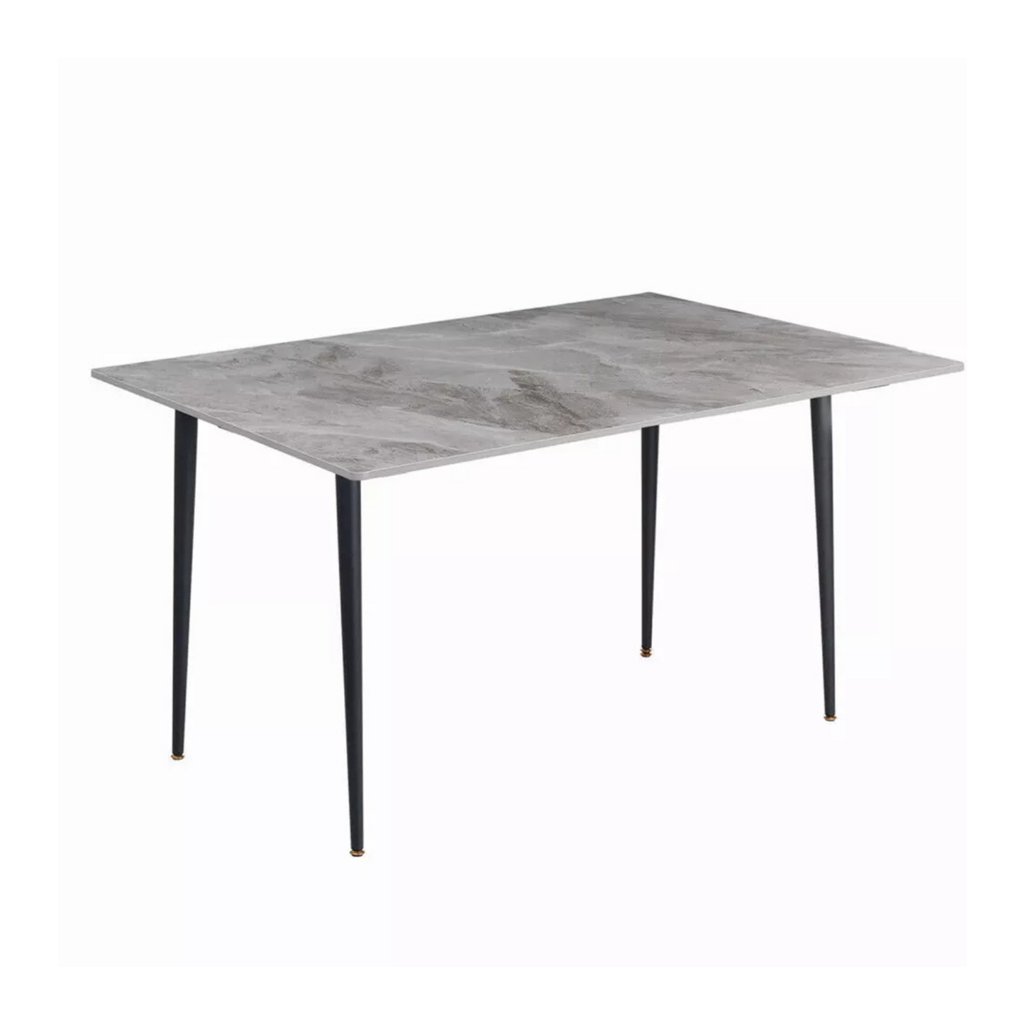 Glossy Gray Rectangular Stone Dining Table With Slim Black Legs V767-JJ-XZ327-YDL