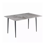 Glossy Gray Rectangular Stone Dining Table With Slim Black Legs V767-JJ-XZ327-YDL