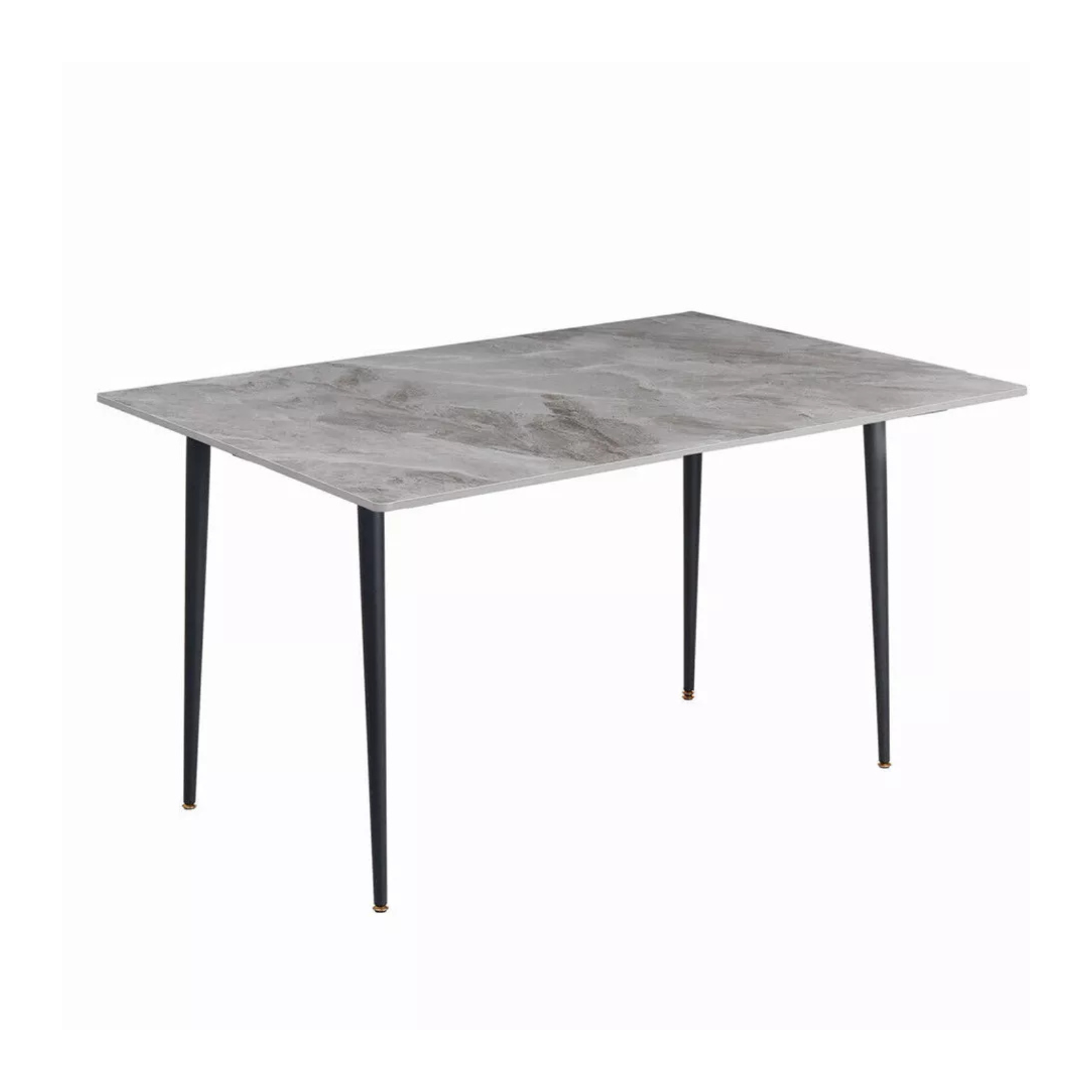 Glossy Gray Rectangular Stone Dining Table With Slim Black Legs V767-JJ-XZ327-YDL
