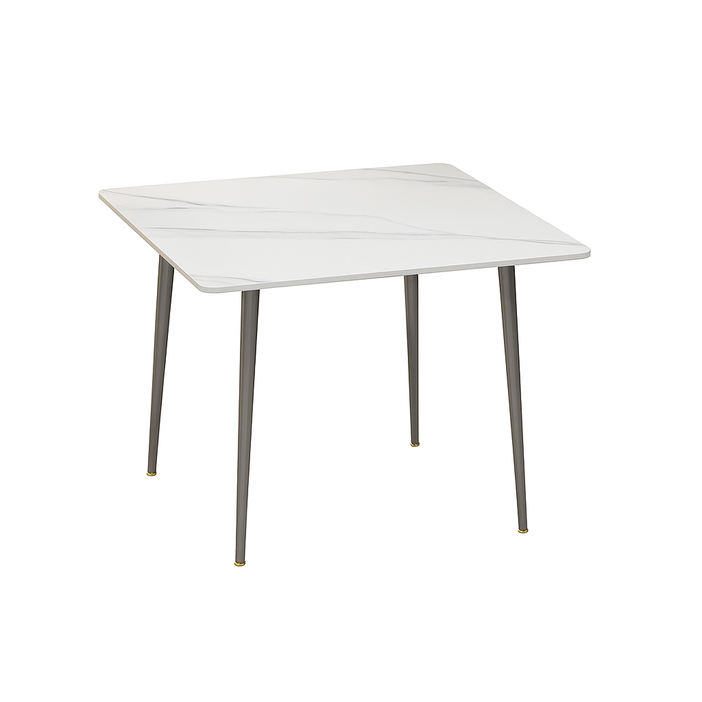 White Sintered Stone Dining Table With Black Legs For Modern Interiors V767-JJ-XZ329-BLB-V1