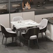 White Sintered Stone Dining Table With Black Legs For Modern Interiors V767-JJ-XZ329-BLB-V1