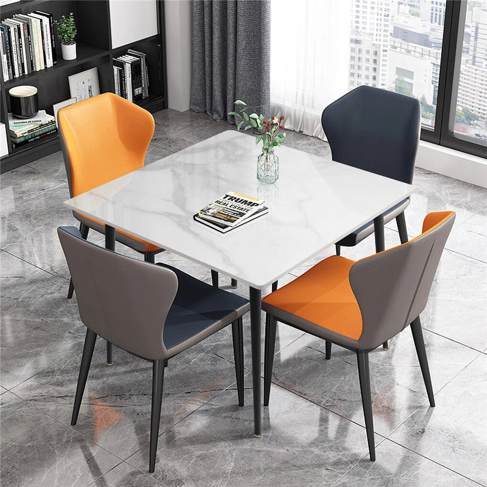 White Sintered Stone Dining Table With Black Legs For Modern Interiors V767-JJ-XZ329-BLB-V1