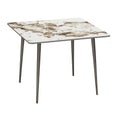 Glossy White Sintered Stone Dining Table With Black Metal Base Frame V767-JJ-XZ329-XNE