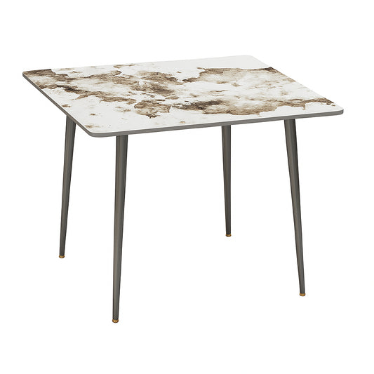 Glossy White Sintered Stone Dining Table With Black Metal Base Frame V767-JJ-XZ329-XNE