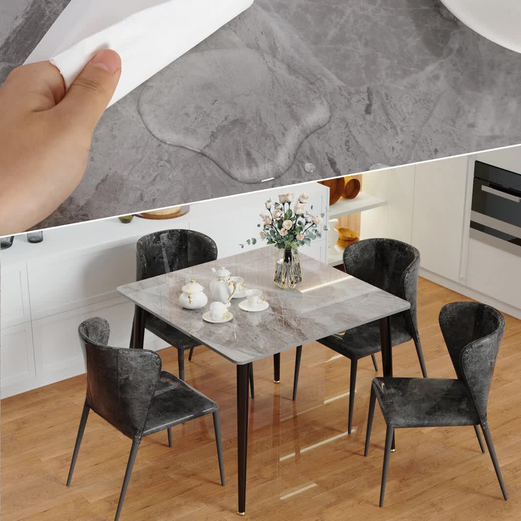 Square Marble Dining Table Sintered Stone Kitchen Table 80x80cm - Modern Restaurant Table with Metal Legs V767-JJ-XZ329-YDL-V1