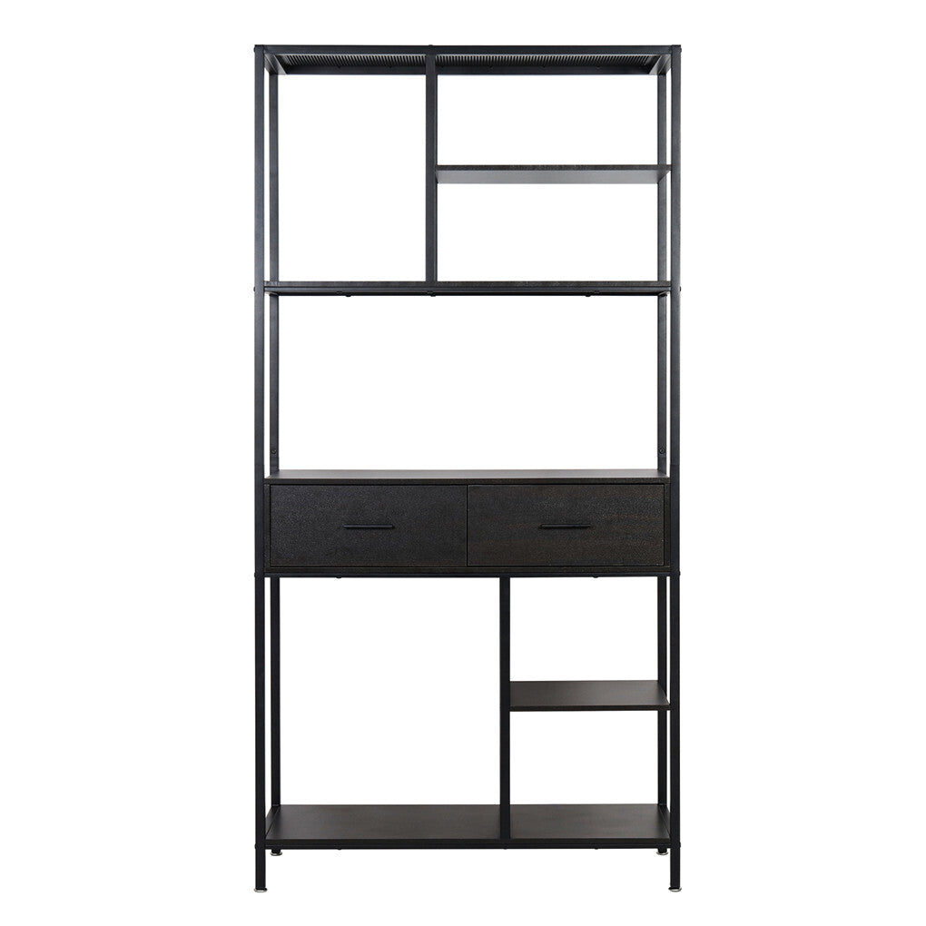 180Cm Tall Bookshelf With Drawers Industrial Bookcase W/ 6 Tiers Storage Shelves V767-JJ-XZ691-V1
