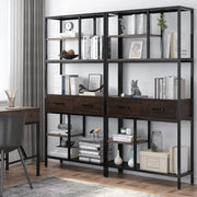180Cm Tall Bookshelf With Drawers Industrial Bookcase W/ 6 Tiers Storage Shelves V767-JJ-XZ691-V1