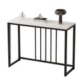 80cm White & Grey Sintered Stone Console Table Storage Table Behind Sofa W/ Black Metal Frame V767-JJ-XZ711-BLB