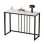 80cm White & Grey Sintered Stone Console Table Storage Table Behind Sofa W/ Black Metal Frame V767-JJ-XZ711-BLB