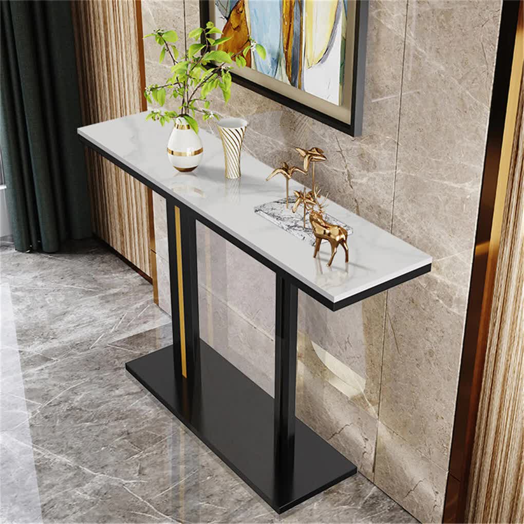 Heavy Duty Marble Entry Console Table Extra Large Sofa Table Accent Furniture V767-JJ-XZ777-BLB