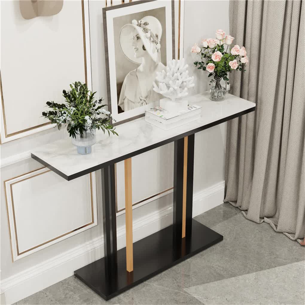 Heavy Duty Marble Entry Console Table Extra Large Sofa Table Accent Furniture V767-JJ-XZ777-BLB