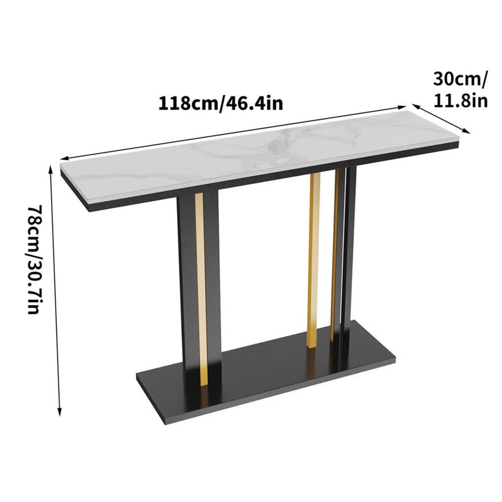 Heavy Duty Marble Entry Console Table Extra Large Sofa Table Accent Furniture V767-JJ-XZ777-BLB