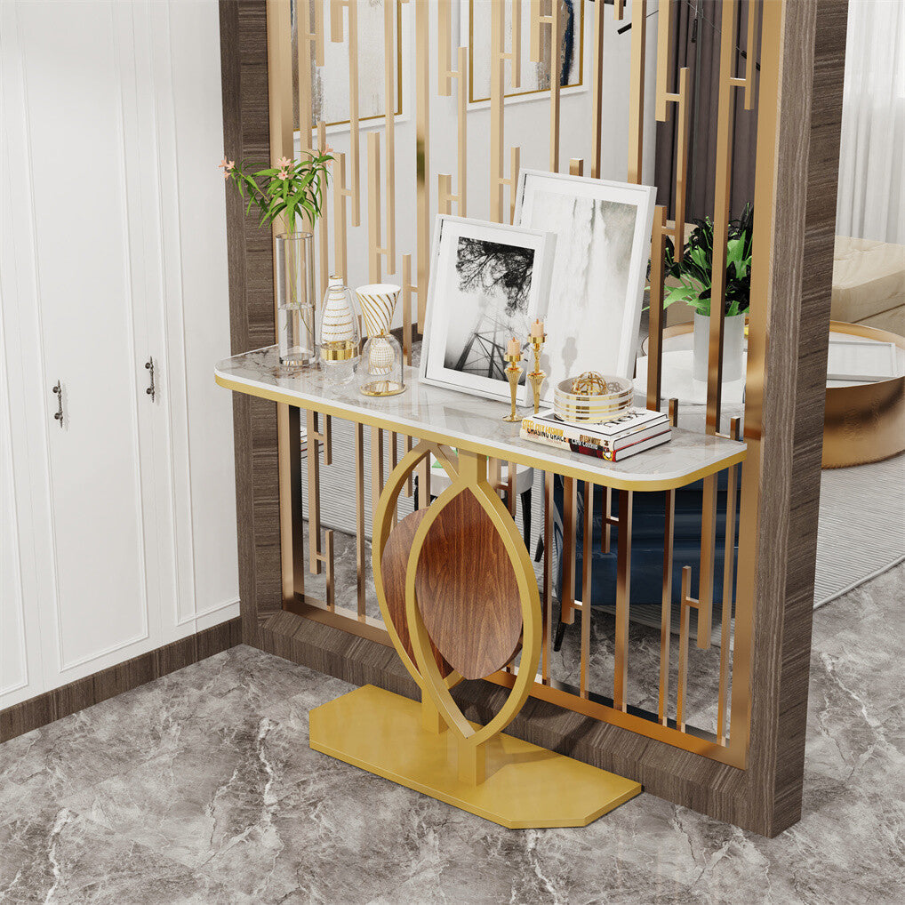 Noble and Elegant Sintered Stone Console Table Hallway Table with Strong Metal Frame V767-JJ-XZ837-XNE