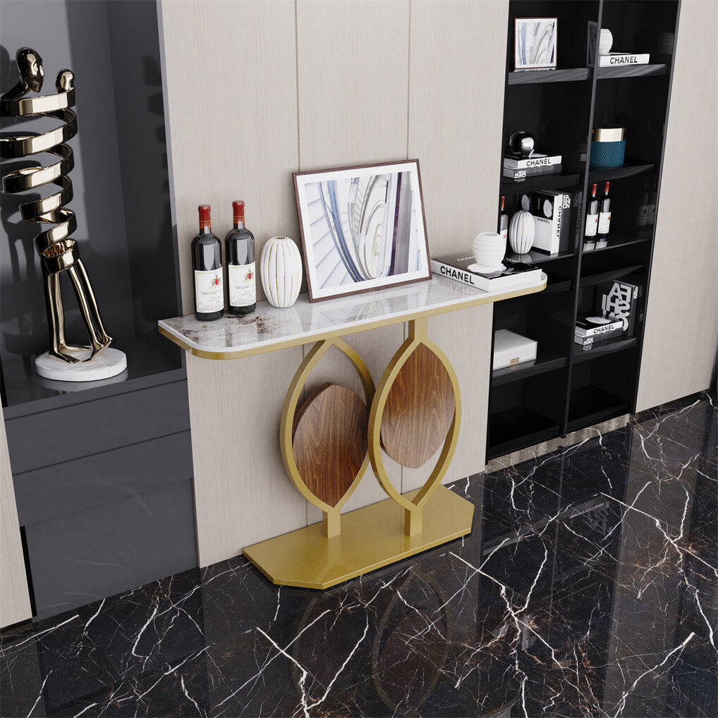 Noble and Elegant Sintered Stone Console Table Hallway Table with Strong Metal Frame V767-JJ-XZ837-XNE