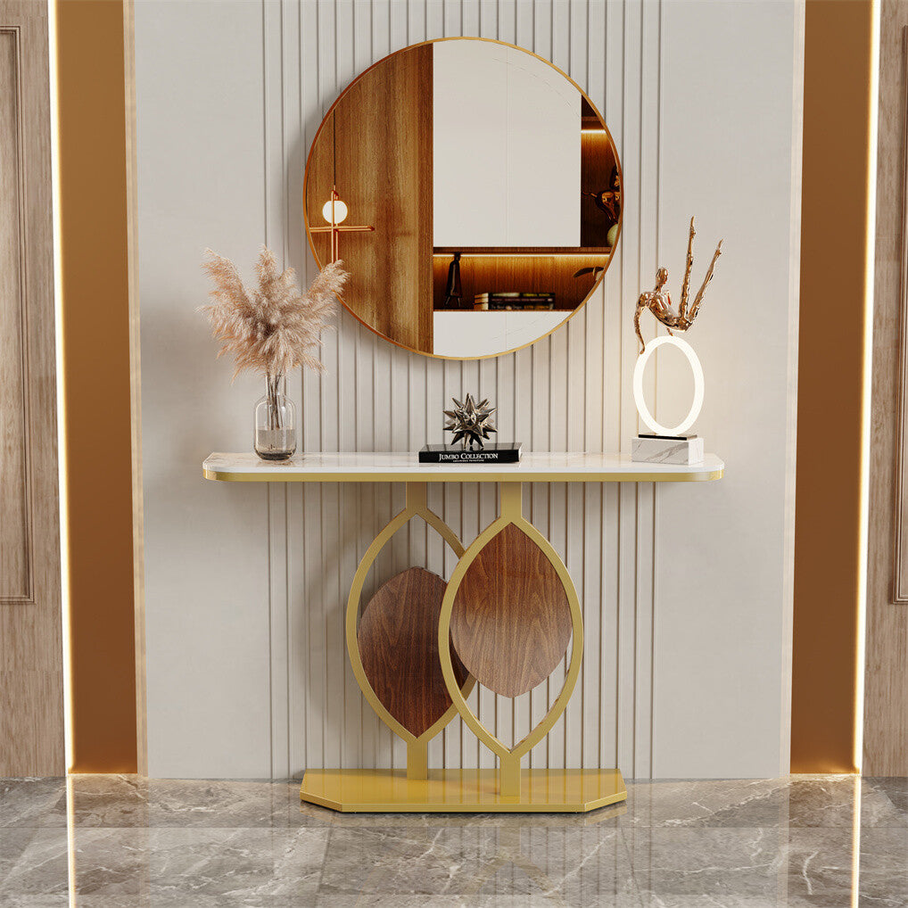 Noble and Elegant Sintered Stone Console Table Hallway Table with Strong Metal Frame V767-JJ-XZ837-XNE