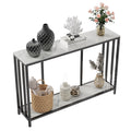 2-Tier White Marble Entryway Console Table Extra Long Foyer Couch Table V767-JJ-XZ841