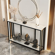 2-Tier White Marble Entryway Console Table Extra Long Foyer Couch Table V767-JJ-XZ841