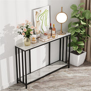 2-Tier White Marble Entryway Console Table Extra Long Foyer Couch Table V767-JJ-XZ841