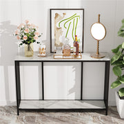 2-Tier White Marble Entryway Console Table Extra Long Foyer Couch Table V767-JJ-XZ841