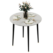 High-End Marble Round Kitchen Dining Table Sintered Stone Restaurant Table 80 x 80 cm V767-JJ-XZ916-WT