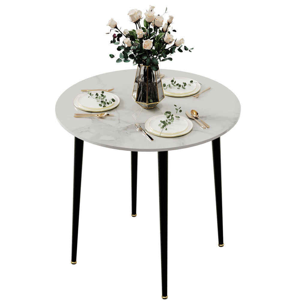 High-End Marble Round Kitchen Dining Table Sintered Stone Restaurant Table 80 x 80 cm V767-JJ-XZ916-WT