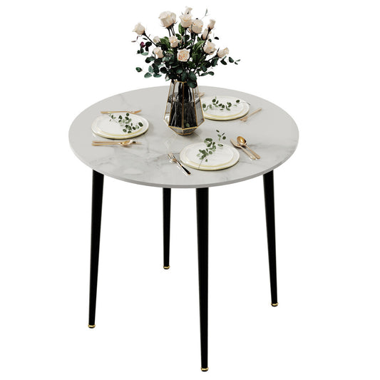 High-End Marble Round Kitchen Dining Table Sintered Stone Restaurant Table 80 x 80 cm V767-JJ-XZ916-WT
