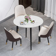High-End Marble Round Kitchen Dining Table Sintered Stone Restaurant Table 80 x 80 cm V767-JJ-XZ916-WT
