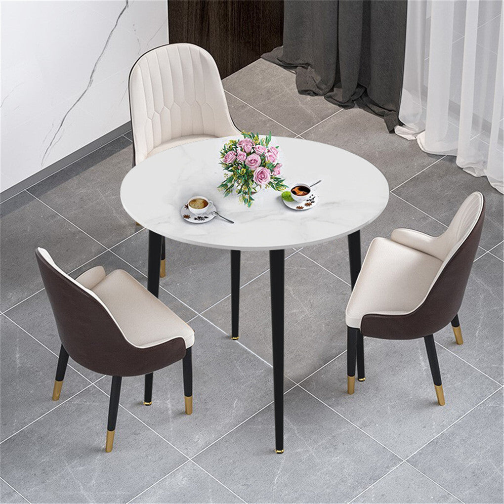 High-End Marble Round Kitchen Dining Table Sintered Stone Restaurant Table 80 x 80 cm V767-JJ-XZ916-WT