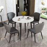 High-End Marble Round Kitchen Dining Table Sintered Stone Restaurant Table 80 x 80 cm V767-JJ-XZ916-WT