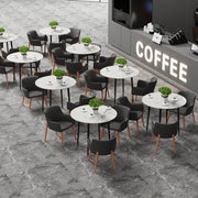 High-End Marble Round Kitchen Dining Table Sintered Stone Restaurant Table 80 x 80 cm V767-JJ-XZ916-WT