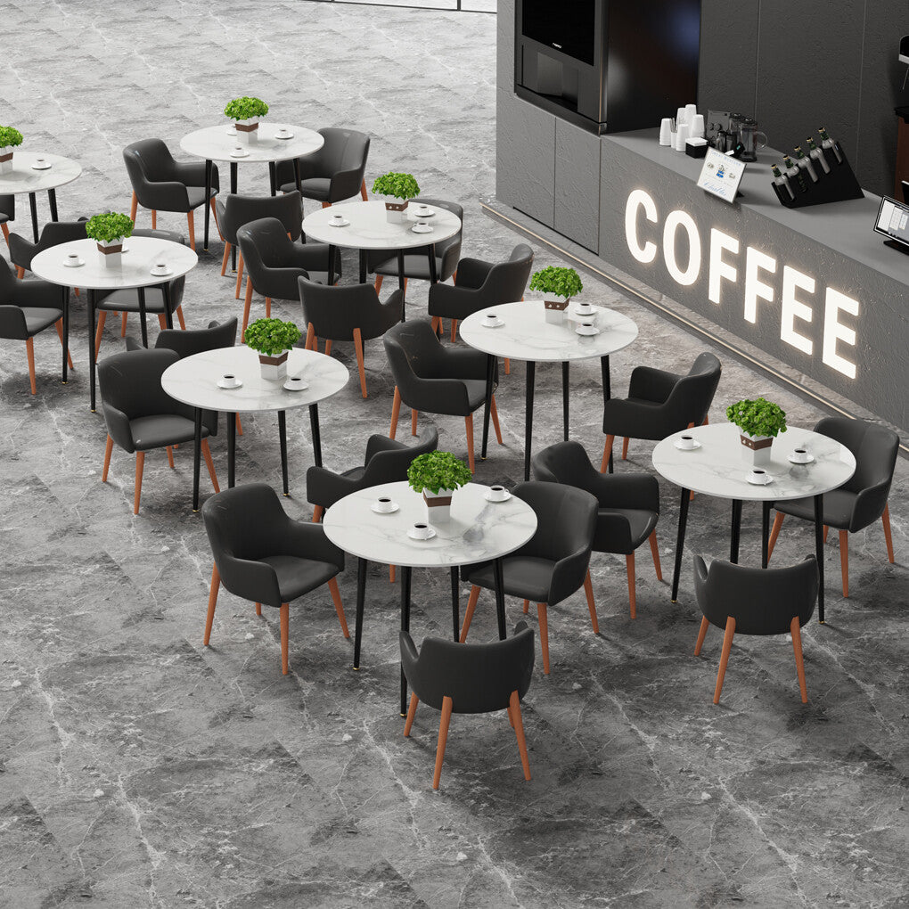 High-End Marble Round Kitchen Dining Table Sintered Stone Restaurant Table 80 x 80 cm V767-JJ-XZ916-WT