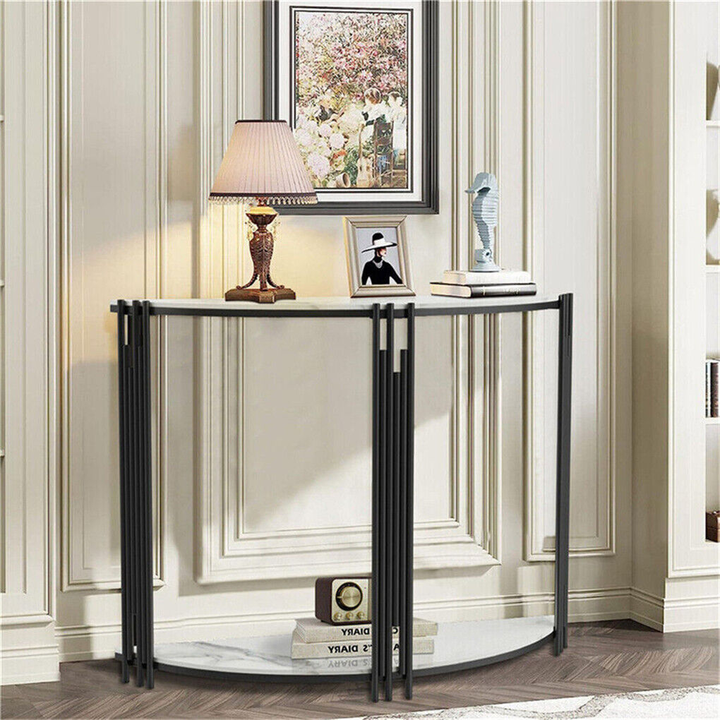 Half Moon Console Table Marble Semi-Circle Entrance Hall Table V767-JJ-XZ926-BLB