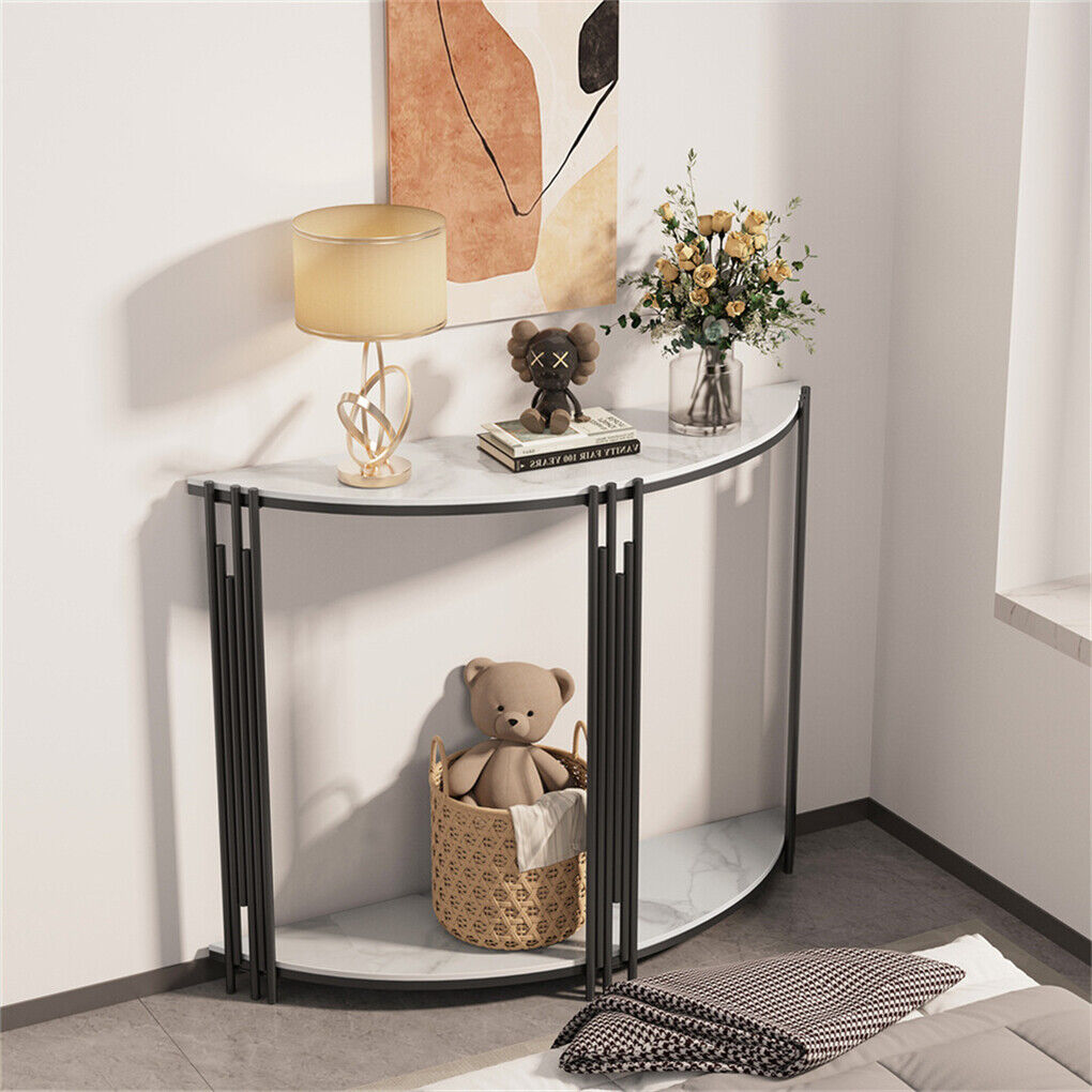 Half Moon Console Table Marble Semi-Circle Entrance Hall Table V767-JJ-XZ926-BLB