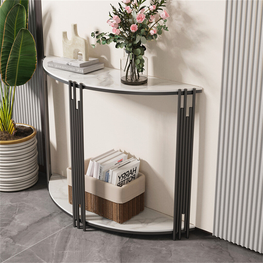 Half Moon Console Table Marble Semi-Circle Entrance Hall Table V767-JJ-XZ926-BLB