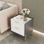 3 Tier Leather Sides Bedside Table Wooden Nighstand Marble Top Luxury Furniture V767-JJ-XZ991