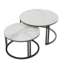 Stylish Round Nesting Coffee Tables with Metal Frame V767-JJ-XZ999-BLB
