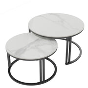 Stylish Round Nesting Coffee Tables with Metal Frame V767-JJ-XZ999-BLB