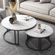 Stylish Round Nesting Coffee Tables with Metal Frame V767-JJ-XZ999-BLB
