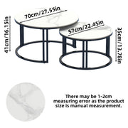 Stylish Round Nesting Coffee Tables with Metal Frame V767-JJ-XZ999-BLB