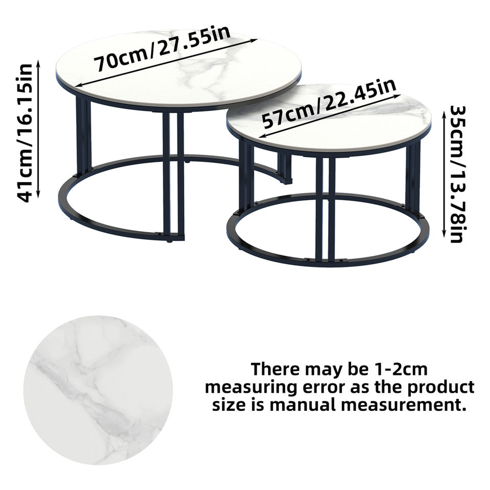 Stylish Round Nesting Coffee Tables with Metal Frame V767-JJ-XZ999-BLB