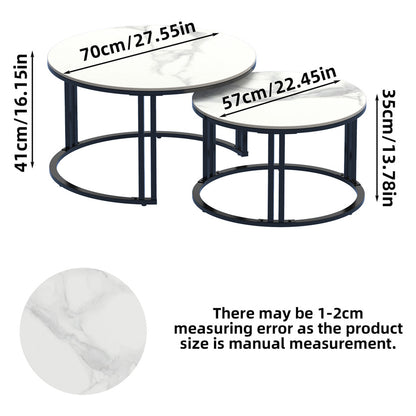 Stylish Round Nesting Coffee Tables with Metal Frame V767-JJ-XZ999-BLB