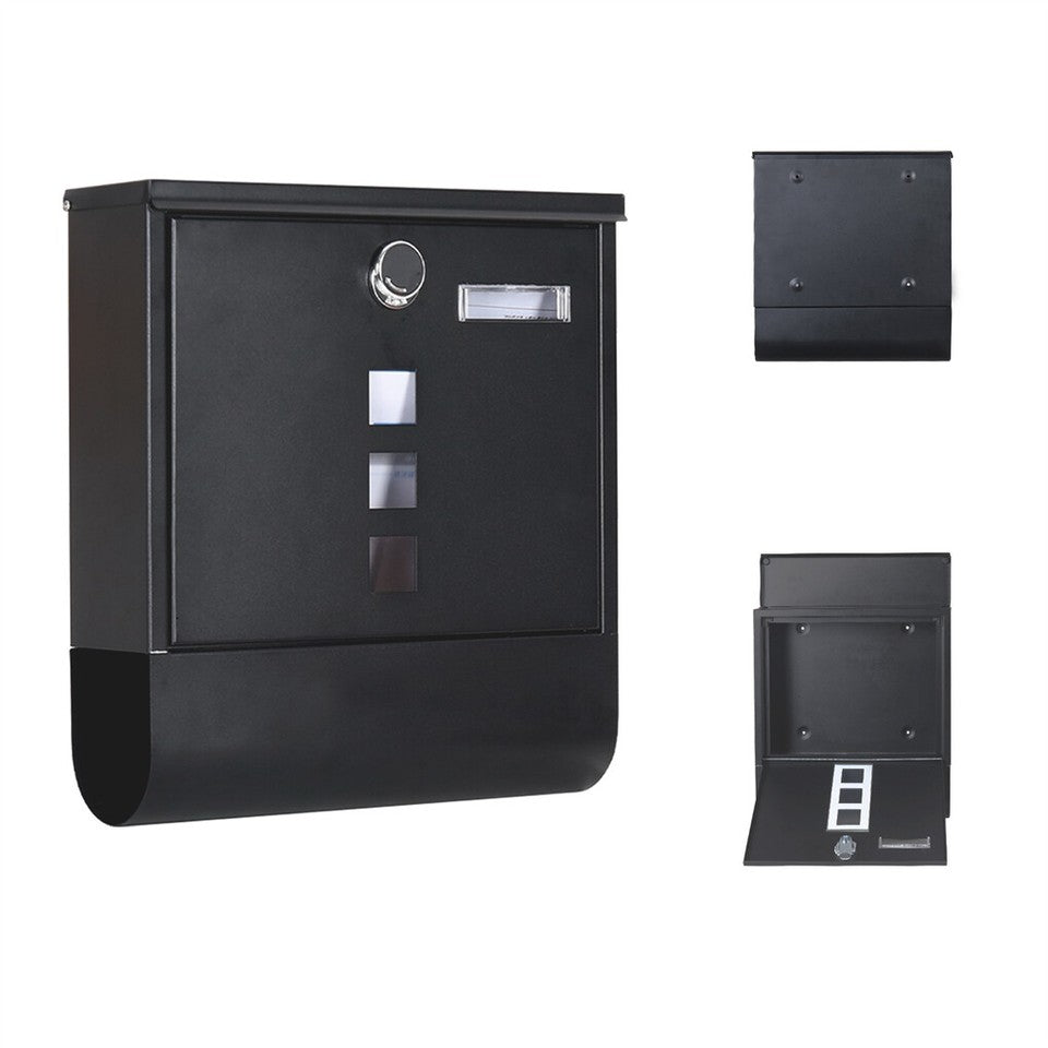 Lockable Mailbox Wall Mounted Mail Letter Post Box with Newspaper Holder Rack V767-JJ-ZR1233