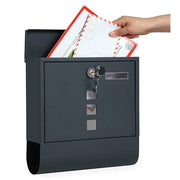 Lockable Mailbox Wall Mounted Mail Letter Post Box with Newspaper Holder Rack V767-JJ-ZR1233