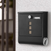 Lockable Mailbox Wall Mounted Mail Letter Post Box with Newspaper Holder Rack V767-JJ-ZR1233