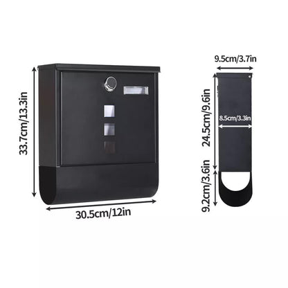 Lockable Mailbox Wall Mounted Mail Letter Post Box with Newspaper Holder Rack V767-JJ-ZR1233