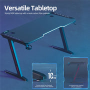 Z-Shaped Computer Gaming Desk with RGB LED Lights Home Office Table X-Large 140cm V767-JJ-ZT823